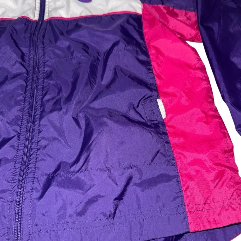Hanes Girl's M Medium Vintage 1990's Track Jacket Colorblock Lightweight Hooded